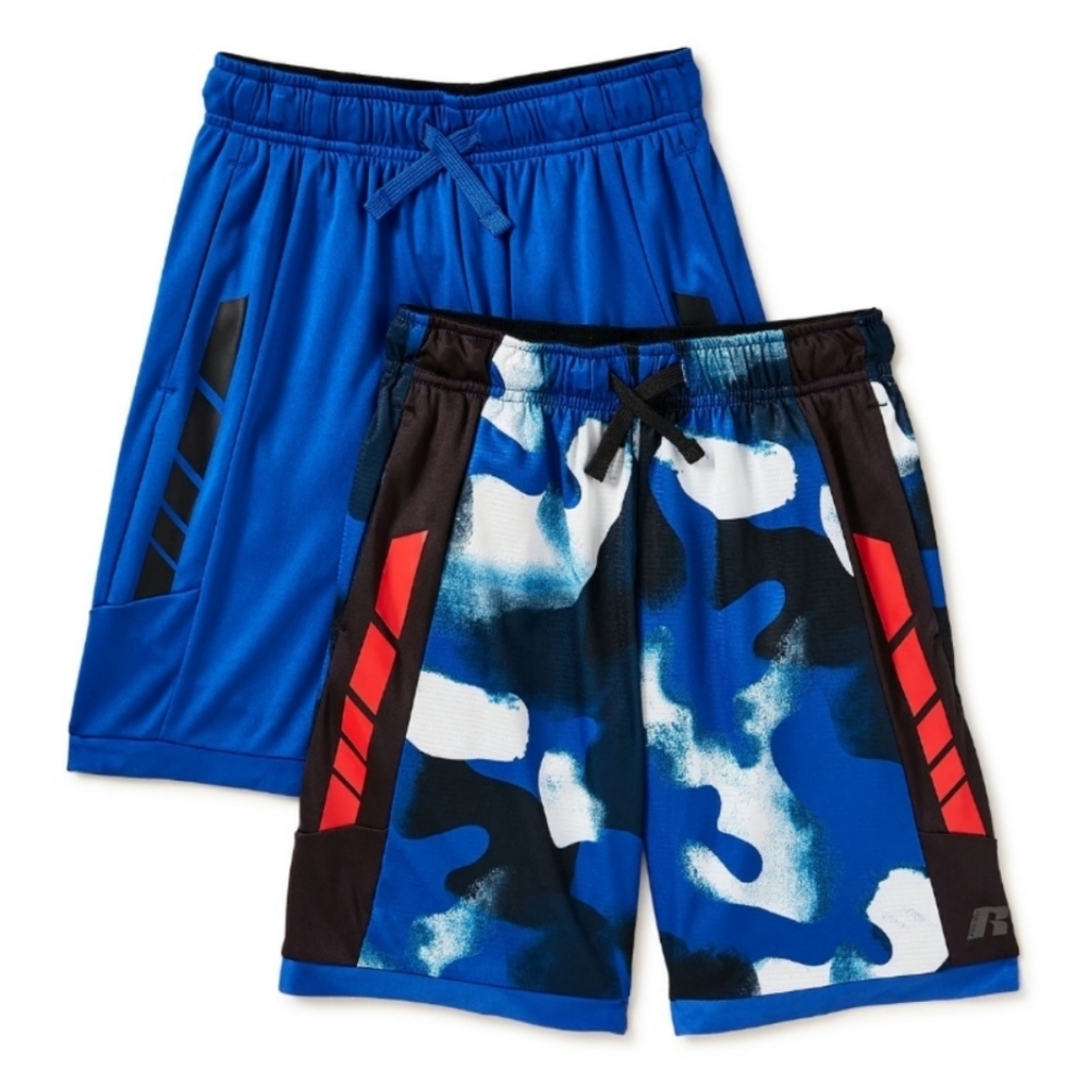 NWT Boys Camo and Solid 2-Pack Performance Shorts | Size 10/12 Large